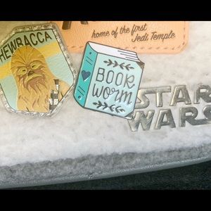 Book Worm Teal Enamel Pin